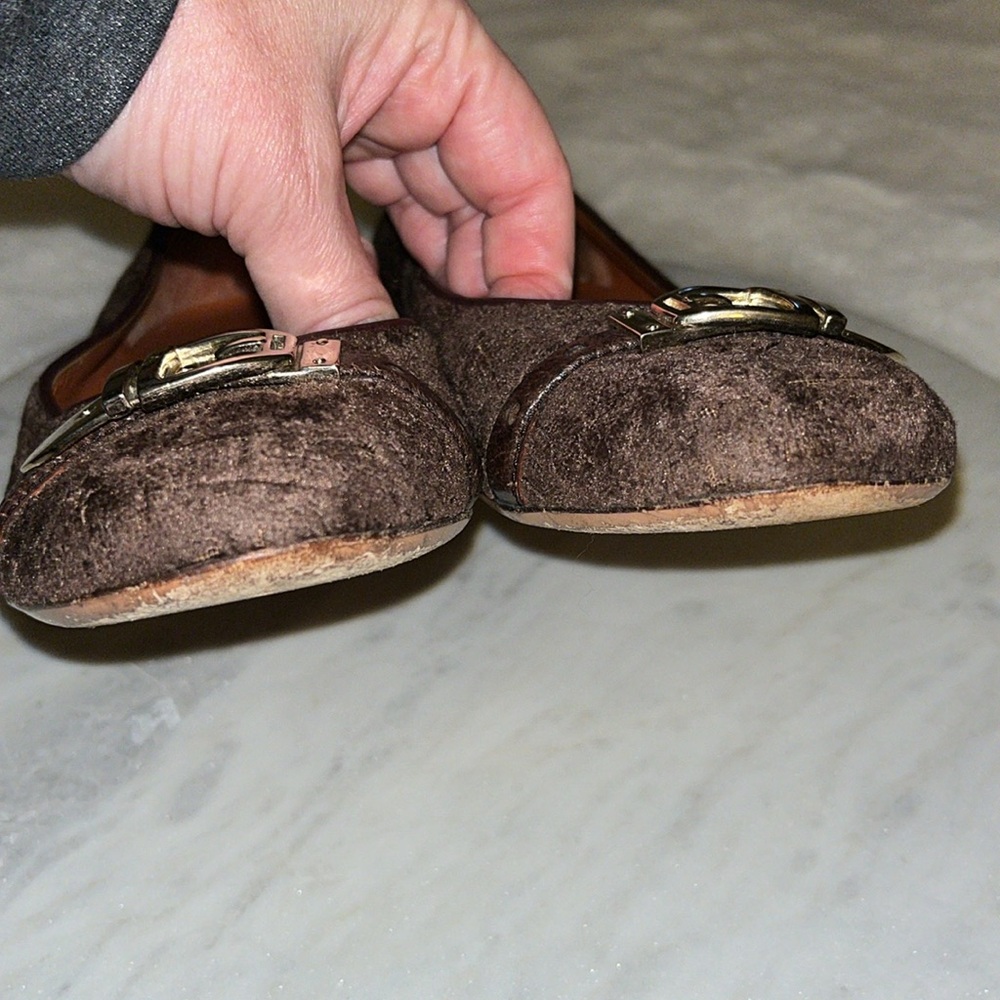 ❤️💚Authentic Gucci leather/Fabric Rich Velvet Gold Horsebit Ballet Flats❤️💚 - Picture 8 of 13